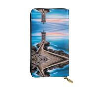 hhxvcv Beach Lighthouse Print Leather Wallet - Stylish Long Clutch Bifold Trifold Card Holder with Coin Pocket, Lightweight Wallet