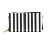 hhxvcv Black & White Stripe Print Leather Wallet for Women - Long Clutch & Thin Bifold Checkbook Wallet, Lightweight & Fashion