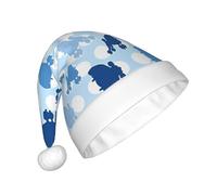 hhxvcv Blue Poodle Polka Dot Print Christmas Hat for Adults - Unisex Santa Hat, Xmas New Year Favors, Holiday Festive Headwear