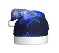 hhxvcv Bohemian Lotus Flower Print Christmas Hat for Adults - Unisex Santa Hat, Xmas New Year Favors, Holiday Festive Headwear