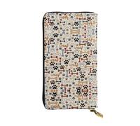 hhxvcv Bone and paw Print Print Leather Wallet - Stylish Long Clutch Bifold Trifold Card Holder with Coin Pocket, Lightweight Wallet