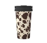 hhxvcv Brown Cow Spots Print Carry Insulated Coffee Mug â€“ Double-Layer Insulation for Hot & Cold Drinks, Travel, in-Vehicle Use