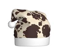 hhxvcv brown Cow Spots Print Christmas Hat for Adults - Unisex Santa Hat, Xmas New Year Favors, Holiday Festive Headwear