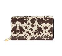 hhxvcv Brown Cow Spots Print Leather Wallet for Women â€“ Long Clutch & Thin Bifold Checkbook Wallet, Lightweight & Fashion
