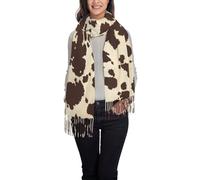 hhxvcv brown Cow Spots Print Tassel Scarf for Women - Lightweight Fashion Fringed Shawl - Warm Pashmina Wrap, Travel Shawl