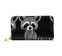 hhxvcv Cartoon Cute Raccoon Print Leather Wallet for Women â€“ Long Clutch & Thin Bifold Checkbook Wallet, Lightweight & Fashion