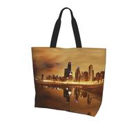hhxvcv Chicago Print Shoulder Bag for Women â€“ Large Reusable Tote Bag, Storage Tote for Shopping, Travel, Beach