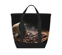 hhxvcv Coffee Beans Print Large Capacity Insulated Tote Bag - Durable for Work, Picnic, Travel, and Grocery Shopping