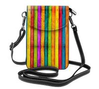 hhxvcv Colored Wooden Board Print Small Cell Phone Purse - Roomy Cross-Body Wallet Bag for Women, Multifunctional Daily & Outdoor Use
