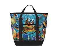 hhxvcv Colorful Sea Turtle Print Large Capacity Insulated Tote Bag â€“ Durable for Work, Picnic, Travel, and Grocery Shopping