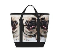 hhxvcv Cool Pug Dog Print Large Capacity Insulated Tote Bag - Durable for Work, Picnic, Travel, and Grocery Shopping