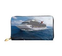 hhxvcv Cruise Ship Print Leather Wallet for Women â€“ Long Clutch & Thin Bifold Checkbook Wallet, Lightweight & Fashion