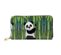 hhxvcv Curious Baby Panda Print Leather Wallet for Women â€“ Long Clutch & Thin Bifold Checkbook Wallet, Lightweight & Fashion