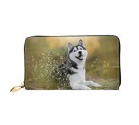 hhxvcv Cute Husky Dogs Print Leather Wallet for Women â€“ Long Clutch & Thin Bifold Checkbook Wallet, Lightweight & Fashion
