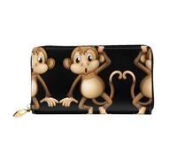 hhxvcv Cute Monkey Print Leather Wallet for Women - Long Clutch & Thin Bifold Checkbook Wallet, Lightweight & Fashion