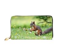 hhxvcv Cute Squirrel Print Leather Wallet for Women â€“ Long Clutch & Thin Bifold Checkbook Wallet, Lightweight & Fashion