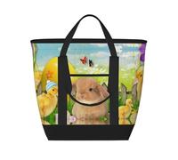 hhxvcv Easter Bunny Spring Butterfly Print Large Capacity Insulated Tote Bag â€“ Durable for Work, Picnic, Travel, and Grocery Shopping