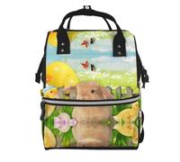 hhxvcv Easter Bunny Spring Butterfly Print Mummy Backpack Large Capacity | Diaper bag climbing Backpack Laptop College Book Outdoor Storage box Casual Daypack Travel Lightweight
