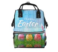 hhxvcv Easter Egg Bunny Grass Wooden Print Mummy Backpack Large Capacity | Diaper bag climbing Backpack Laptop College Book Outdoor Storage box Casual Daypack Travel Lightweight