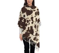 hhxvcv Elegant brown Cow Spots Print Tassel Scarf for Women â€“ Lightweight & Soft, Casual Travel Accessory, Warm & Breathable