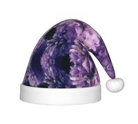 hhxvcv Festive Santa Hat for Kids â€“ Christmas Hat with Blooming Purple Flowers Print Design, Warm Holiday Headwear for Xmas, New Year