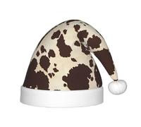 hhxvcv Festive Santa Hat for Kids â€“ Christmas Hat with brown Cow Spots Print Design, Warm Holiday Headwear for Xmas, New Year