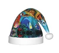 hhxvcv Festive Santa Hat for Kids â€“ Christmas Hat with Colorful Sea Turtle Print Design, Warm Holiday Headwear for Xmas, New Year