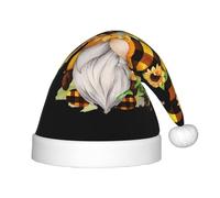 hhxvcv Festive Santa Hat for Kids â€“ Christmas Hat with Gnome Bee Yellow Floral Print Design, Warm Holiday Headwear for Xmas, New Year
