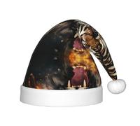 hhxvcv Festive Santa Hat for Kids â€“ Christmas Hat with Roaring Tiger Print Design, Warm Holiday Headwear for Xmas, New Year