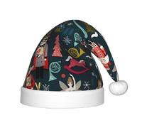 hhxvcv Festive Santa Hat for Kids â€“ Christmas Hat with Women's Nutcracker Ballet Xmas Dance Print Design, Warm Holiday Headwear for Xmas, New Year