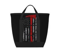 hhxvcv Firefighter Axe Red Line Flag Print Large Capacity Insulated Tote Bag â€“ Durable for Work, Picnic, Travel, and Grocery Shopping