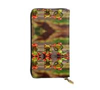 hhxvcv Funny Green Frogs Print Leather Wallet - Stylish Long Clutch Bifold Trifold Card Holder with Coin Pocket, Lightweight Wallet