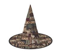 hhxvcv Halloween Lodge Bear Deer Print Witch Hat Pointed Cap | Costume Cosplay Role Play Festival Carnival Headband Masquerade Indoor Outdoor Women Men Ladies Pointed Horn Cap Gift
