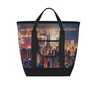 hhxvcv Hong Kong Print Large Capacity Insulated Tote Bag - Durable for Work, Picnic, Travel, and Grocery Shopping