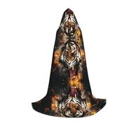 hhxvcv L Halloween Hooded Cape â€“ Roaring Tiger Print Comfortable Masquerade Party Costume for Christmas, Carnival