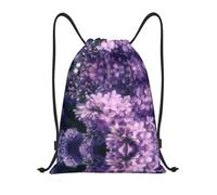 hhxvcv M Drawstring Blooming Purple Flowers Print Bags Backpack Lightweight | Gym Traveling Tote Sport Storage Beach Swimming Shopping Yoga String Trip Sack Dance Travel