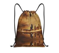 hhxvcv M Drawstring Chicago Print Bags Backpack Lightweight