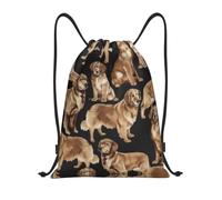 hhxvcv M Drawstring Golden Retrievers Print Bags Backpack Lightweight