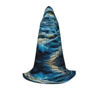 hhxvcv M Halloween Hooded Cape â€“ Dawn Ocean Waves Print Comfortable Masquerade Party Costume for Christmas, Carnival
