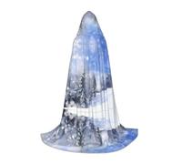 hhxvcv M Halloween Hooded Cape â€“ Winter Landscape Print Comfortable Masquerade Party Costume for Christmas, Carnival