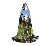 hhxvcv M Unisex Halloween Black White Cows Print Hooded Cape Costume