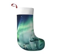 hhxvcv Northern Lights Polar Bear Print Christmas Stocking – Soft Holiday Hanging Ornament for Fireplace, Xmas Tree & Home Decor