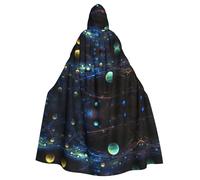 hhxvcv Outer Space Planets Print Halloween Hooded Cloak Costume Cape - Unisex Adult Cosplay Robe for Witch, Jedi, Wizard, Magician