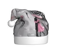 hhxvcv Paris Street Eiffel Tower Pink Floral Print Christmas Hat for Adults - Unisex Santa Hat, Xmas New Year Favors, Holiday Festive Headwear