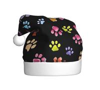hhxvcv Pawful Paws Print Print Christmas Hat for Adults - Unisex Santa Hat, Xmas New Year Favors, Holiday Festive Headwear