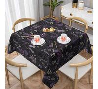hhxvcv Purple Black Goth Spooky Print Tablecloth â€“ Square Dining Table Cover, Tablecloth for Coffee Table, Office Meeting & Decor 54"x54"