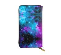 hhxvcv Purple Star Sky Print Leather Wallet - Stylish Long Clutch Bifold Trifold Card Holder with Coin Pocket, Lightweight Wallet