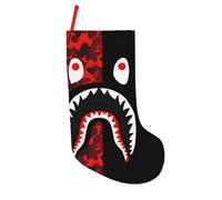 hhxvcv red-black shark Print 18in Christmas Stockings - Festive Holiday Hanging Decoration for Fireplace, Xmas Tree, Home & Party