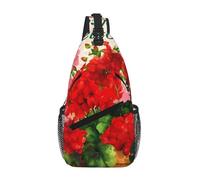 hhxvcv Red geraniums Print Cross Chest Bag â€“ Unisex Diagonally Worn Travel Sling Backpack, Daypack for Hiking & Casual Use