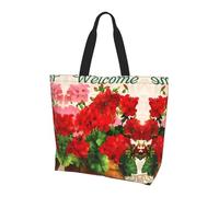 hhxvcv Red geraniums Print Shoulder Bag for Women â€“ Large Reusable Tote Bag, Storage Tote for Shopping, Travel, Beach